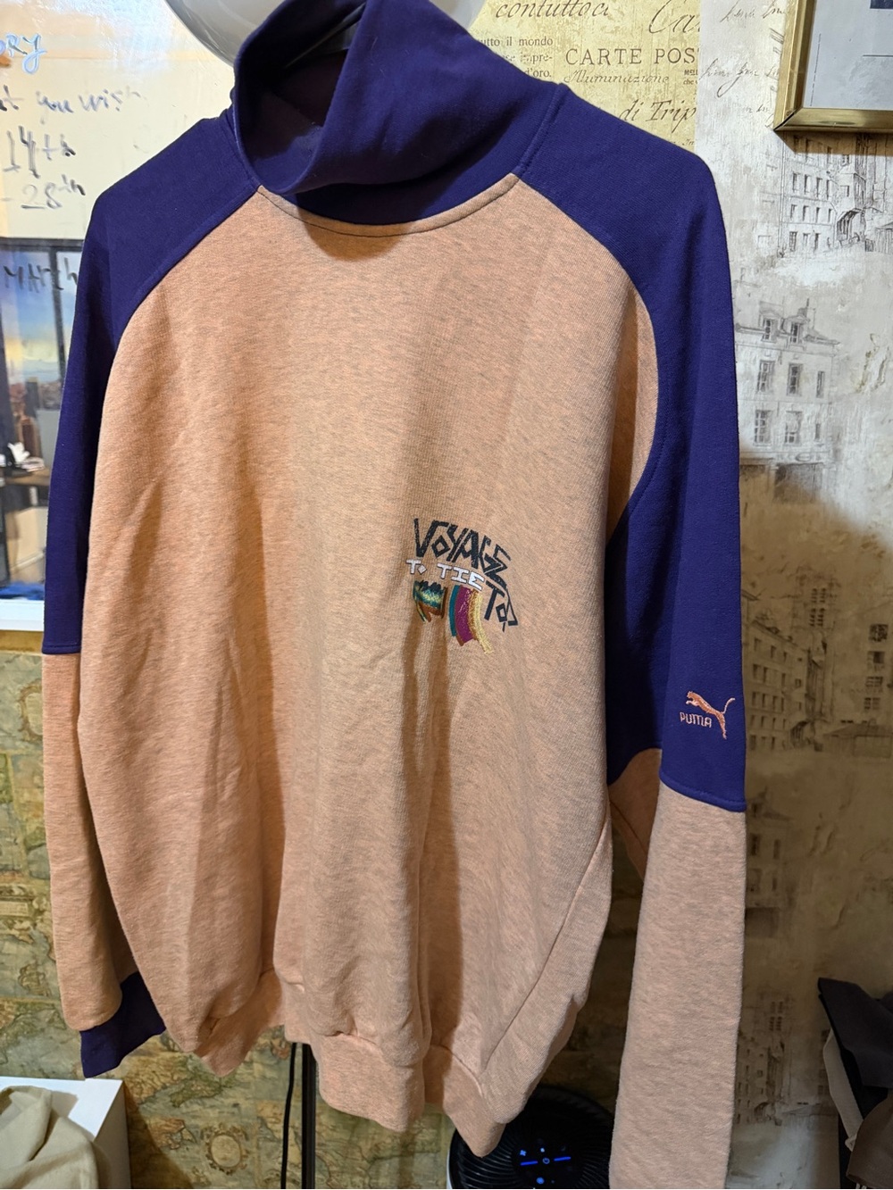 Puma rare vintage Men’s Two-Tone Pink and Purple Sweatshirt